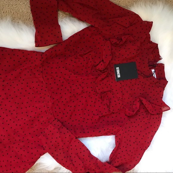 NWT reformation spark dress flamenco red dot 2 - Picture 3 of 7